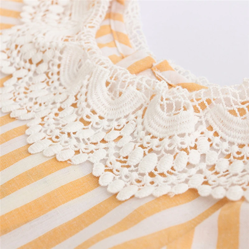 New Long Dress Girl Summer Toddler Kids Baby Girls Outfits Clothes Lace Stripe Party Pageant Princess Dress Newborn Baby V9# (9)