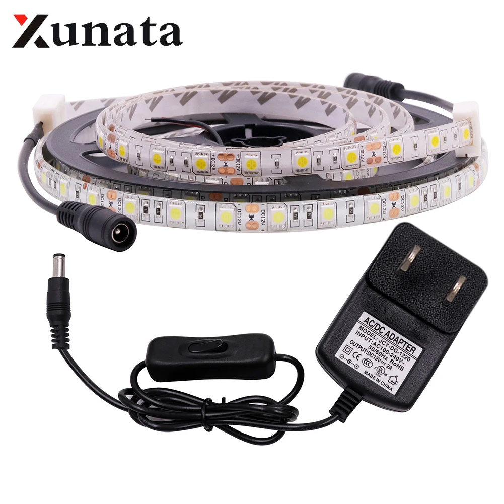 Гибкая светодиодная лента EU/US/AU/UK DC12V SMD 5050 красный/зеленый/синий/белый/теплый