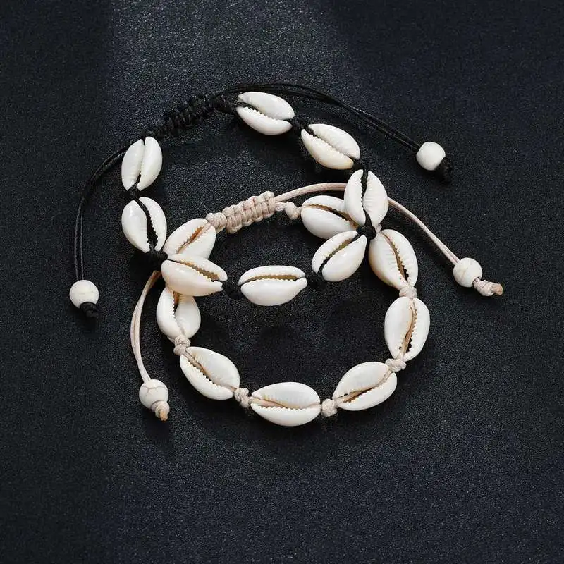 

Hot Sale Handmade Natural Seashell Hand Knit Bracelet Shells Bracelets Women Accessories Beaded Strand Bracelet