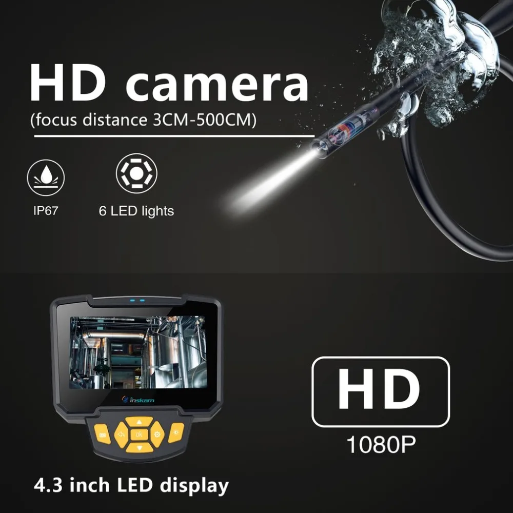 

Digital LCD 4.3 Inch Screen Handheld Inspection Camera System Recording Endoscope Monitor