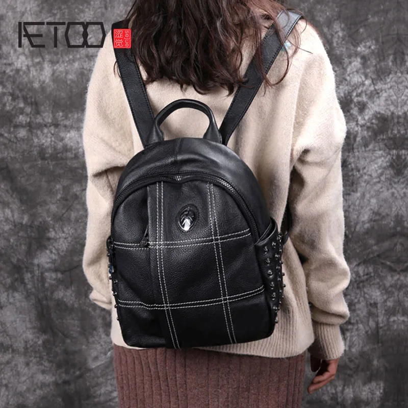 

AETOO New shoulder bag female leather Korean fashion wild small bag natural head layer leather leisure backpack