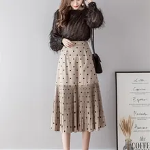 Плиссированная юбка средней длины и новая модная юбка, уличный свитер, юбка средней длины