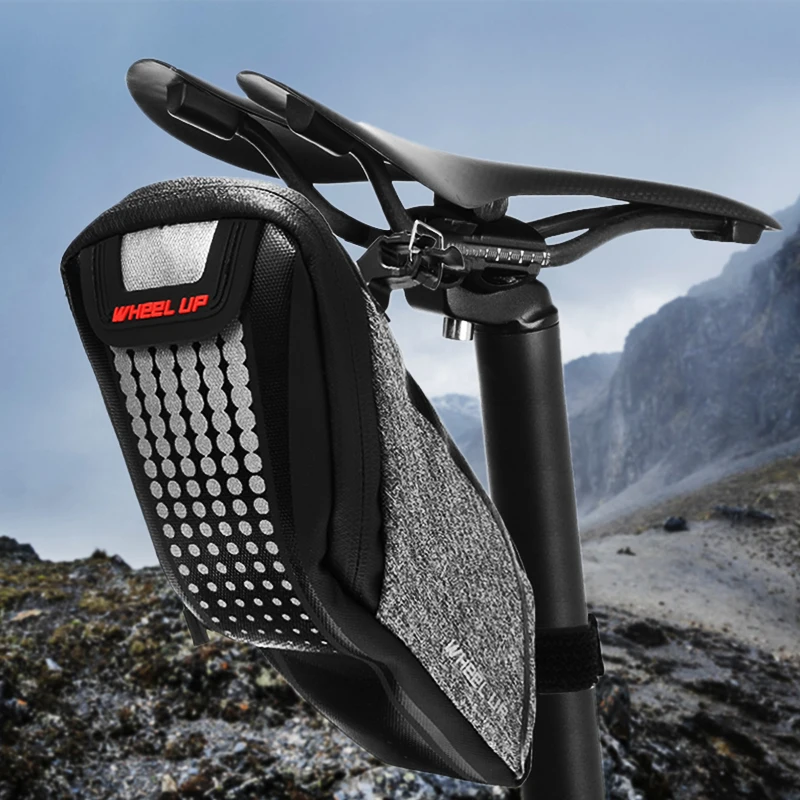 

1PC Bicycle Saddle Bag Reflective Shockproof Mountain Bike Under Seat Pack Cycling Tail Rear Pouch Bag Black/Gray