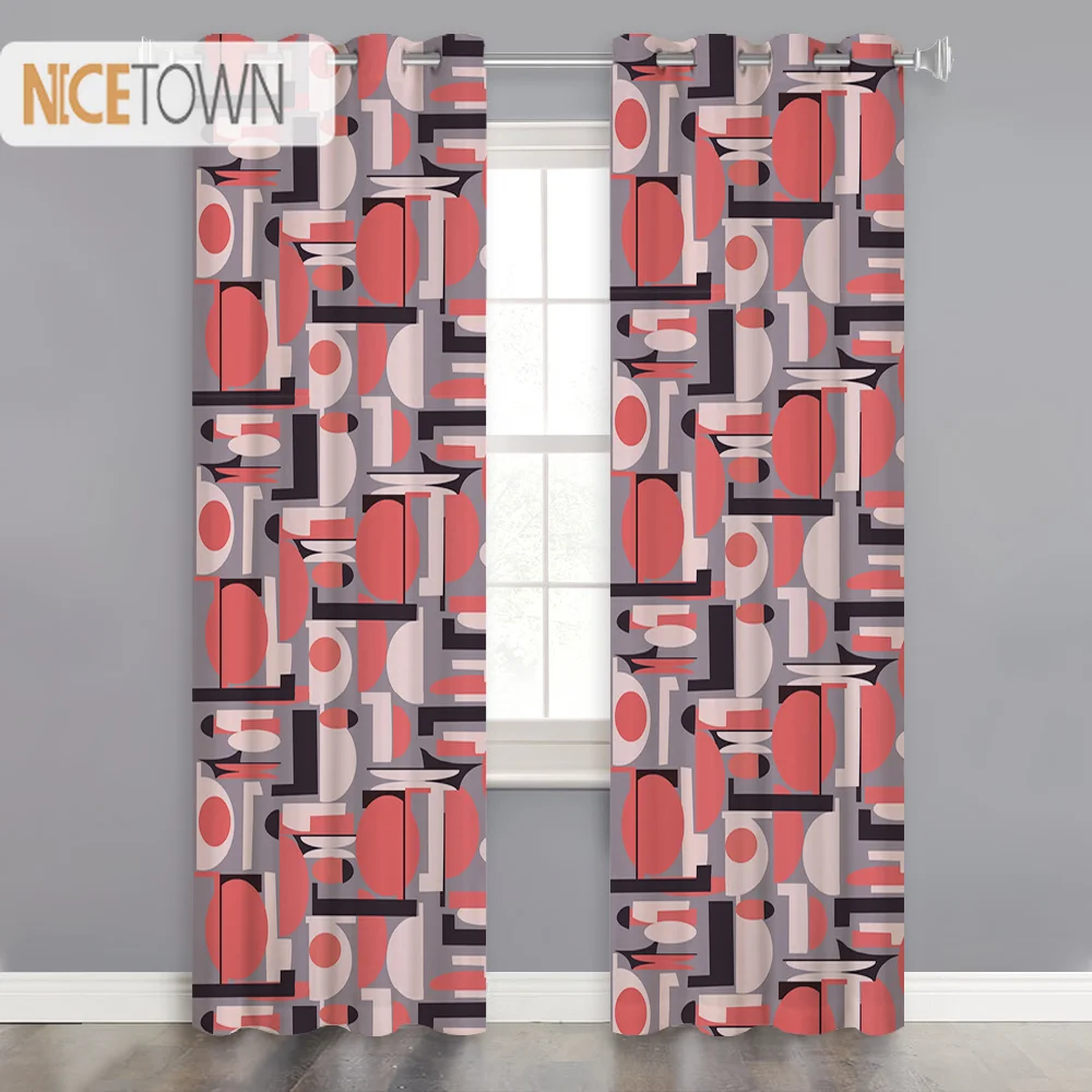 

NICETOWN 1PC Blackout Curtains Geometric Irregular Shapes Grommet Soft Calming Skin-friendly Printed Drapes Living Room Bedroom