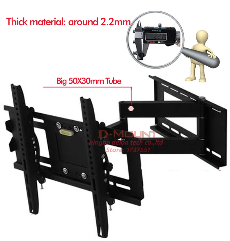 D-MOUNT DL-WA-102CT 60кг 6" 55" 4" Универсальный Выдвижной поворотный наклон 500x400 ЖК настенный VESA держатель полный движения ТВ кронштейн