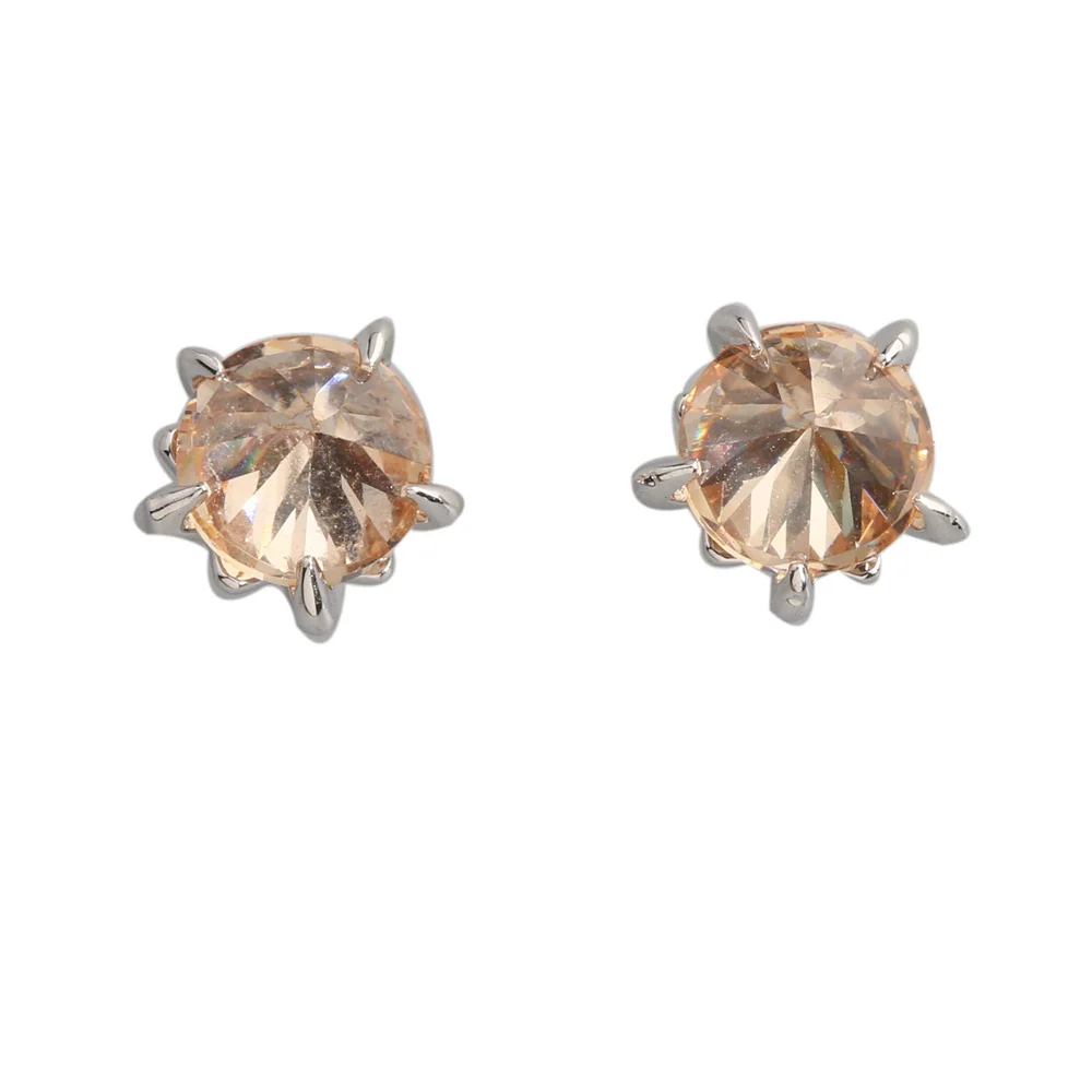 Marvelous Brown Morganite 5 5mm Semi precious Silver Cool For Womens Stud Earrings ED0103