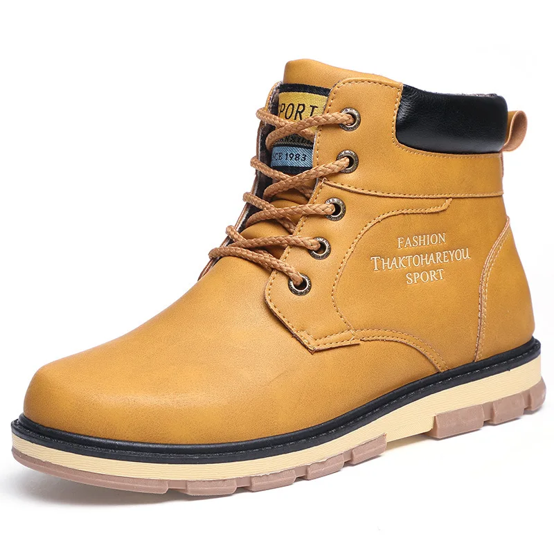 

Fashion Leisure PU Men Martin Boots Low Round Toe Ankle Punk Motorcycle Boots Solid Spring Autumm Lace up Outdoor Shoes