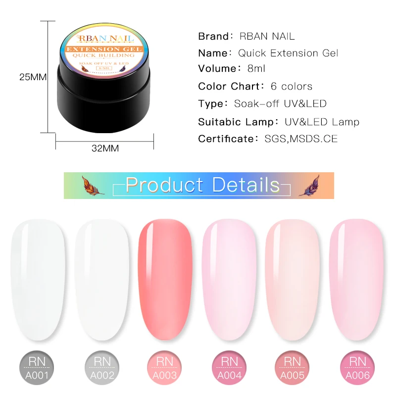 RBAN مسمار 8 مللي بولي جيل للأظافر لالمسامير تمديد منشئ التمهيدي مجموعة تشذيب الأظافر سريعة بولي التمديد الأشعة فوق البنفسجية هلام مسمار الفن ...