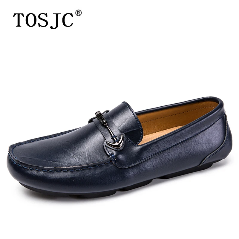 

TOSJC Summer Mens Loafers Lightweight Buckle Moccasins High Quality Boat Shoes for Male Breathable Slip-On Flats Driving Shoes