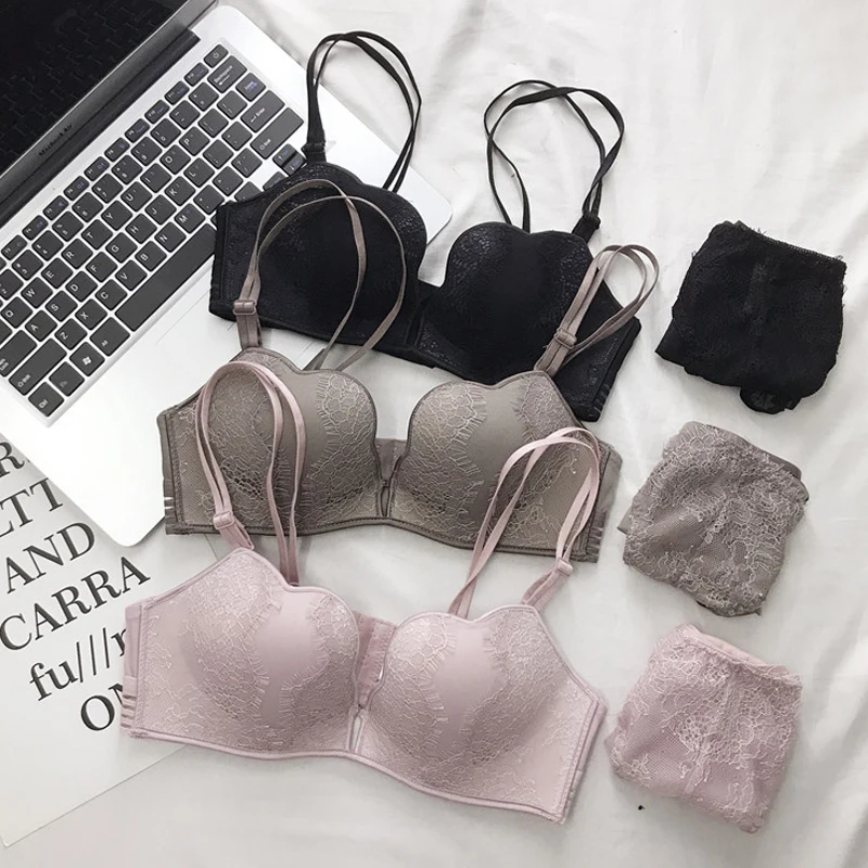 

Roseheart Women Fashion Sexy Lingerie Set Lace Bra Cotton Panties Push Up Wireless Bra Sets Underwear A B Luxury Seducive