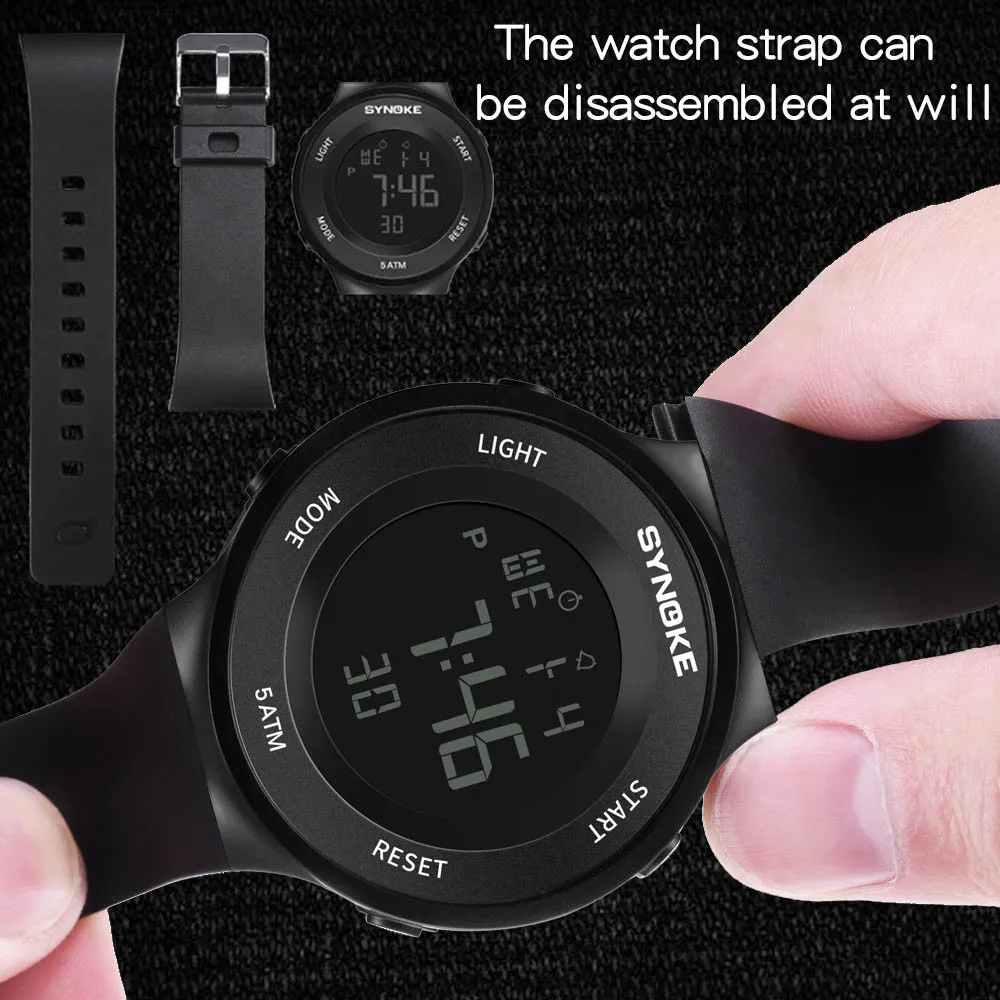 Светодиодный фитнес-цифровые часы, мужские часы с будильником, водонепроницаемые спортивные часы 50 м, reloj hombre, Топ бренд, роскошные сетчатые часы с датой#10
