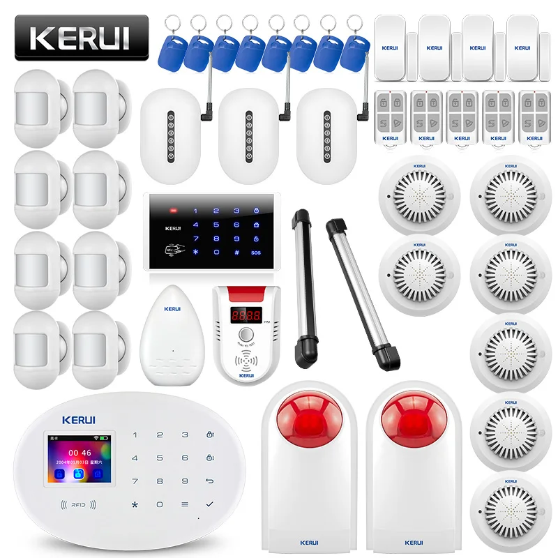 KERUI W20 Wireless Smart Home WIFI GSM Security Alarm System With Somke Detector Outdoor Siren KERUI W20 Wireless Smart Home WIFI GSM Security Alarm System With Somke Detector Outdoor Siren