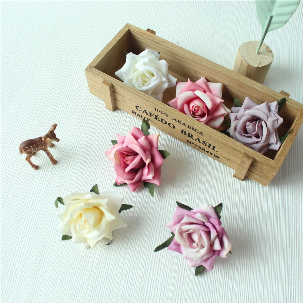 Artificial Flower Head Rose Pink Silk Flowers Garden Decoration White Artificial Flower Heads Wedding Flower Heads  (4)