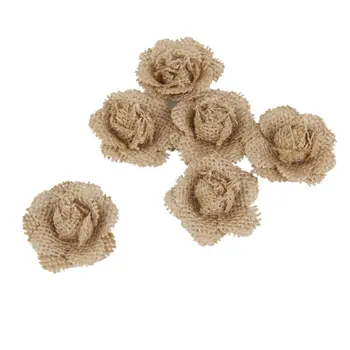 

MACH 6pcs Burlap Rose Flower for Wedding Decoration