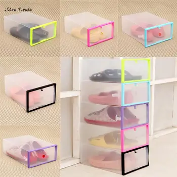 

New Hot New 1pc 29*20*11.5cm Foldable Stackable Clear Plastic Drawer Case Organizer Box Holder Transparent Shoe Storage Box