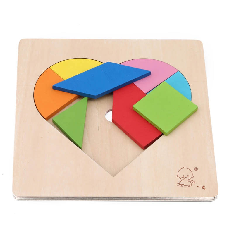 Wooden Puzzle for Children Kids Geometric Square Board Intelligence Puzzle Kids Wooden Learning Educational Toys Jigsaw