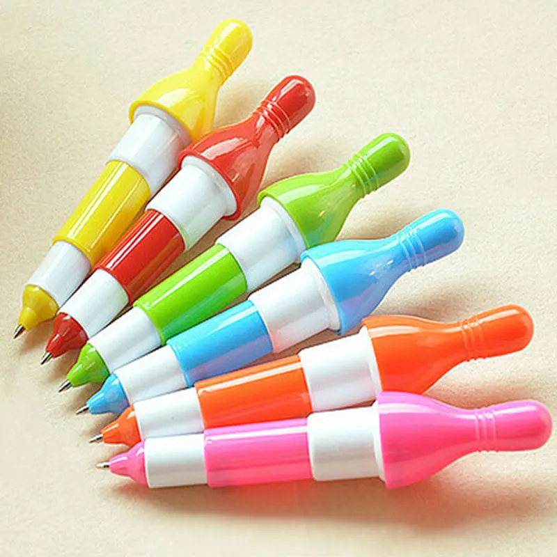 

6pcs/lot Cute Small bowling Plastic telescopic ballpoint pen Creative Stationery Student Office Pens kawaii Student Reward Gift