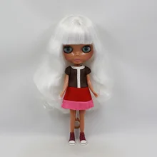 Телесного цвета Blyth кукольные, белые волосы, черная кожа Заводская кукла подходит для DIY Сэм op09
