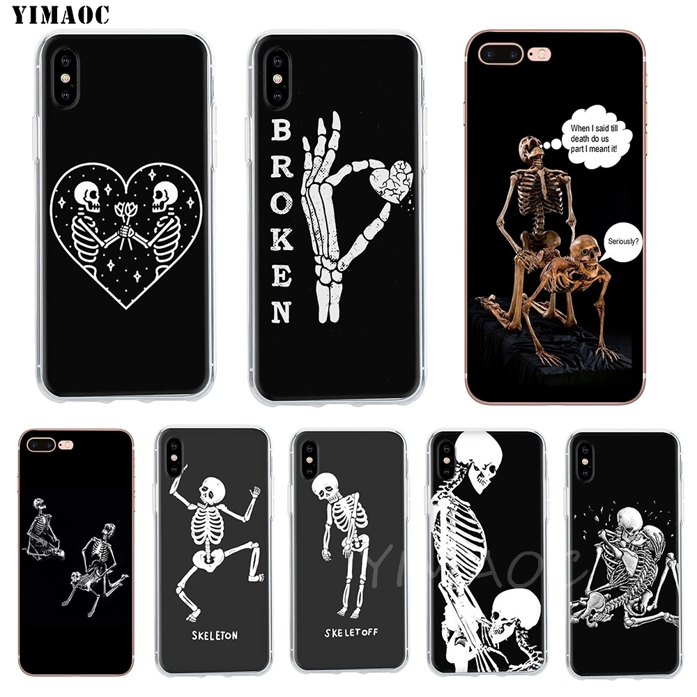 

YIMAOC Skeletoff skeleton after life Soft TPU Silicone Case Cover for iPhone 8 7 6 6S Plus 5 5S SE X XS Max XR Coque Shell Cases