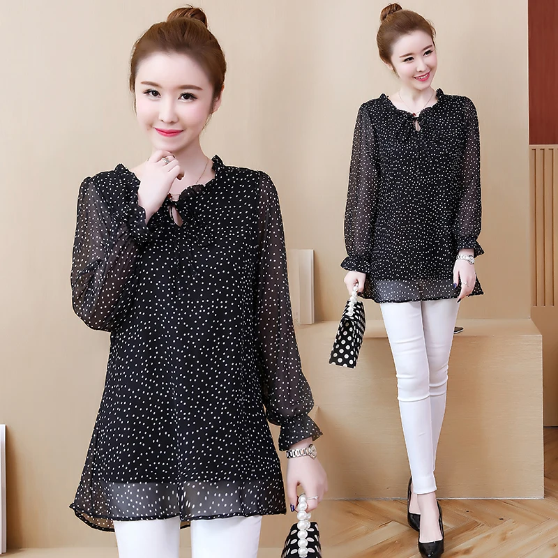 Женские топы и блузки Blusas Camisas Mujer Осенняя винтажная шифоновая женская блузка в