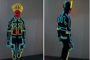 Cheap EL costume EL Cold Light Clothing Glowing Dance Clothing EL Indian Luminous Costumes Scintillation Costume Men LED Clothes Cold