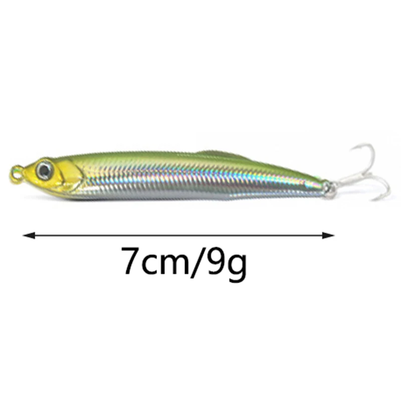 OUTKIT عالية الجودة 1 pcs التشويق عصا الصيد إغراء 7 cm 9g غرق قلم الصب طويل شاد أسماك الاصطناعي الطعم بايك السحر