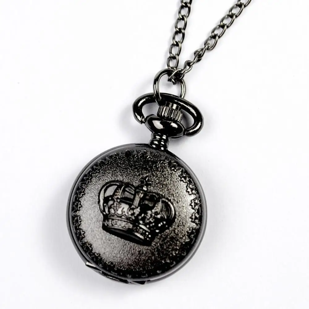 

6063 трендовые карманные часы в стиле ретро с черной короной, модные карманные часы с прорезями сзади, трендовые карманные часы с ожерельем