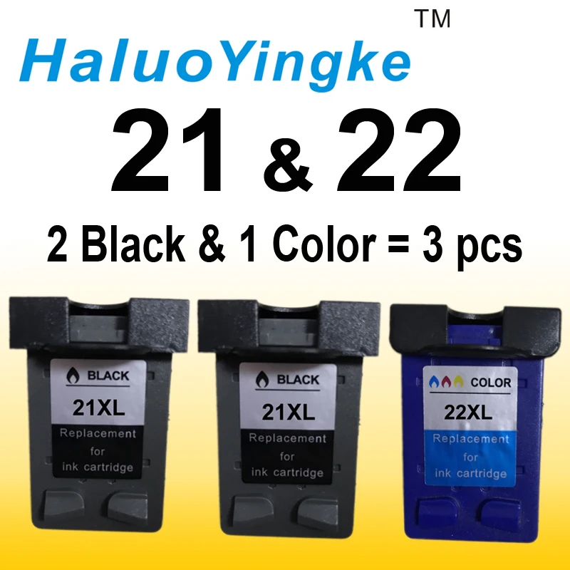 3PCS Replacement For HP 21 22 ink cartridge ( C9351A C9352A ) 21XL 22XL for HP Deskjet 3915 1530 1320 1455 F2100 F2280 F4180 3PCS Replacement For HP 21 22 ink cartridge ( C9351A C9352A ) 21XL 22XL for HP Deskjet 3915 1530 1320 1455 F2100 F2280 F4180