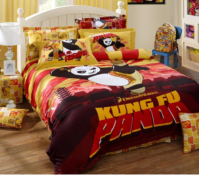 Kung Fu Panda Full Queen King 4pcs Lovely Cartoon Bedding Sets 100 Kung Fu Panda Full Queen King 4pcs Lovely Cartoon Bedding Sets 100 Cotton Sanding Duvet