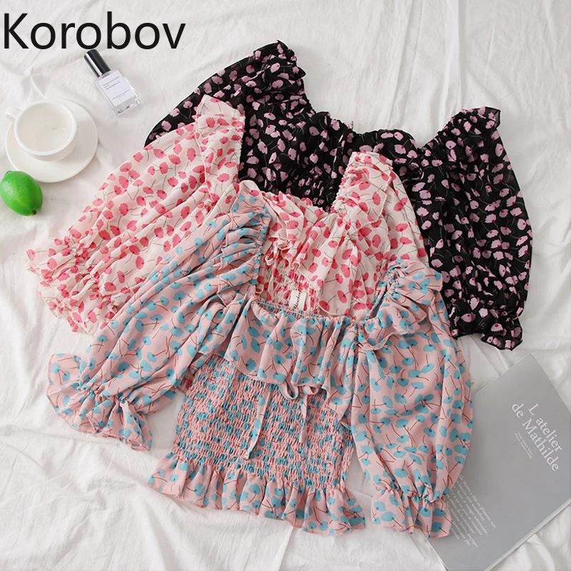Коробова 2019 новые летние милые Для женщин блузка с вырезом лодочкой короткими