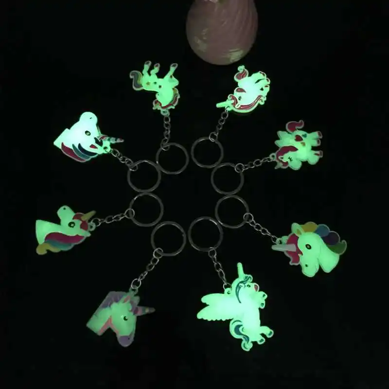 10 шт Единорог вечерние сувениры резиновые светящиеся Брелоки для ключей детский душ обратно в школу персонализированные подарки свадебные подарки для гостей