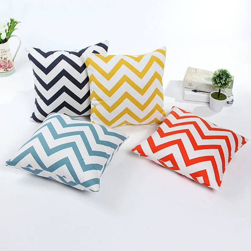 

Cotton Canvas Pillowcase Geometric Wave Stripe Car Bed Throw Pillow Case Custom Cushion Cover Home Decor