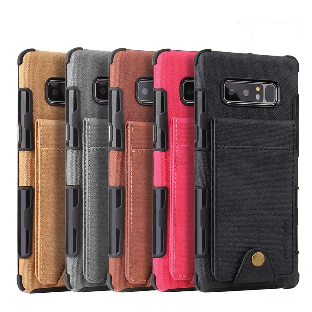 

L-FADNUT Vintage Card Pocket Phone Case For Samsung Note8 Note9 Slim Shockproof Bumper For S10e S10 S9 S8 Plus Retro Cover Capa