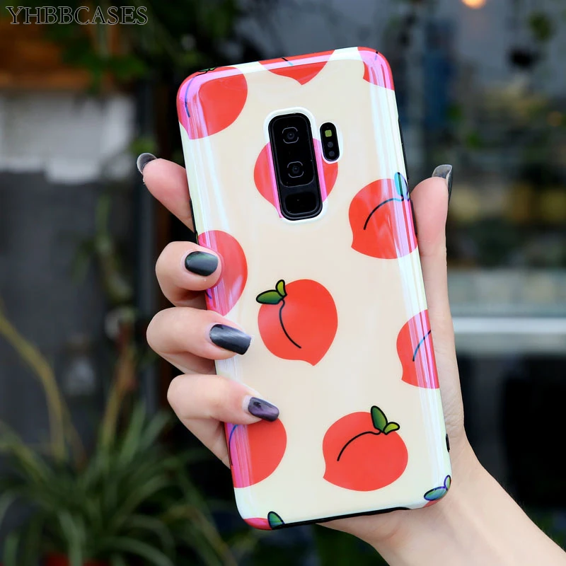 

YHBBCASES Fresh Juicy Peach Phone Cover For Samsung Galaxy S10Plus S8 S9 Candy Color Fruits Soft Cases For Samsung Note 8 9 Case