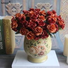 Горячая яркий 5 веток осень искусственный цветок Роза домашняя комната свадебное декоративное украшение в виде гортензии