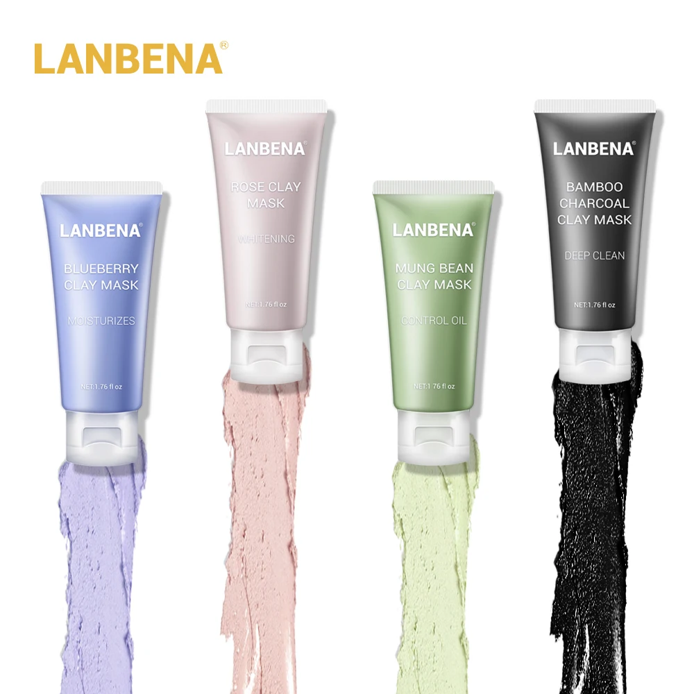LANBENA Mung Bean Clay маска для лица с бамбуковым древесным углем и Голубиной розой