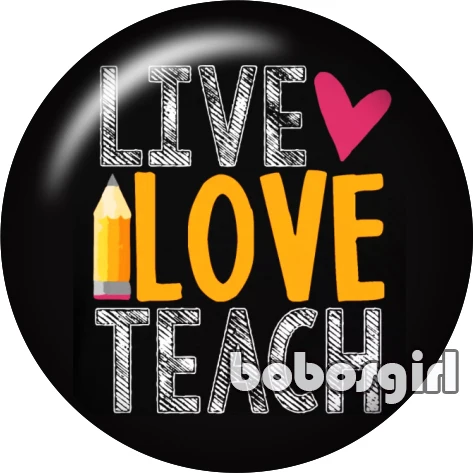 LIVE LOVE TEACH apple teacher стеклянная кнопка оснастки ювелирных изделий DIY круглые фото Кабошоны с плоской обратной стороной TW1272 - Окраска металла: B2860