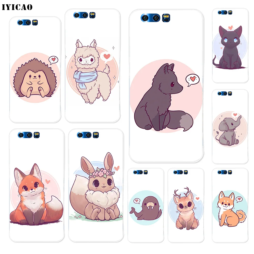 IYICAO cute Alpaca cat fox squirrel Soft Silicone Case for Huawei Y9 Y7 Y6 Prime 2018 Honor 8C 8X 8 9 10 Lite 7X 7C 6A 7A Pro | Мобильные