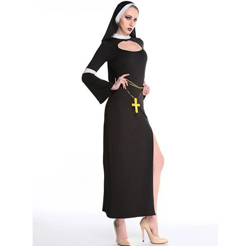Sexy Adult Women's Halloween Costume Sexy Mother Superior Arabia Nun Costumes Fantasy Cosplay Costume Hoodie Nuns Costume Dress (5)
