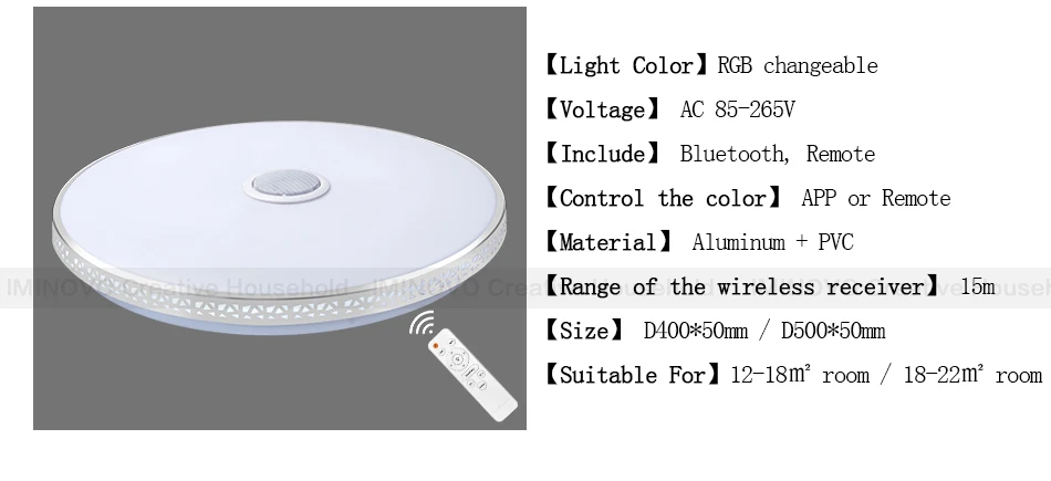Современный bluetooth-динамик потолочный светильник с пультом дистанционного управления RGB светодиодный музыкальный светильник с регулируемой яркостью для гостиной светильник для спальни