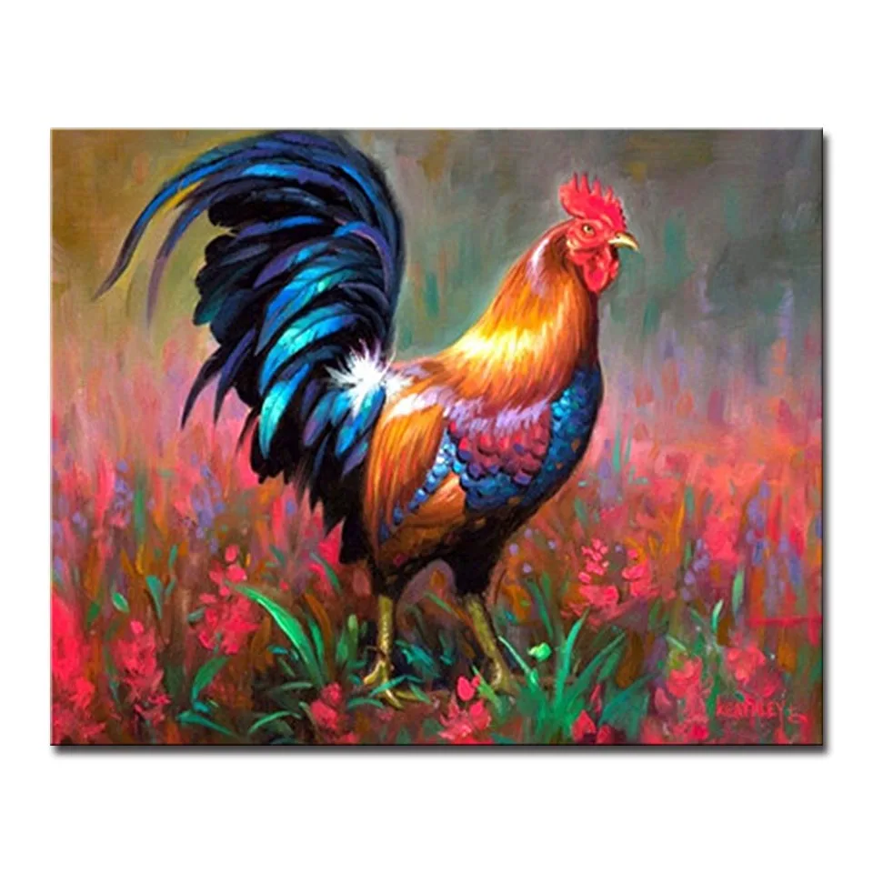 

Oil Painting By Numbers DIY Digit Coloring Drawing Red Flowers Cock On Canvas Pictures Home Decoration Living Room Wall Artwork