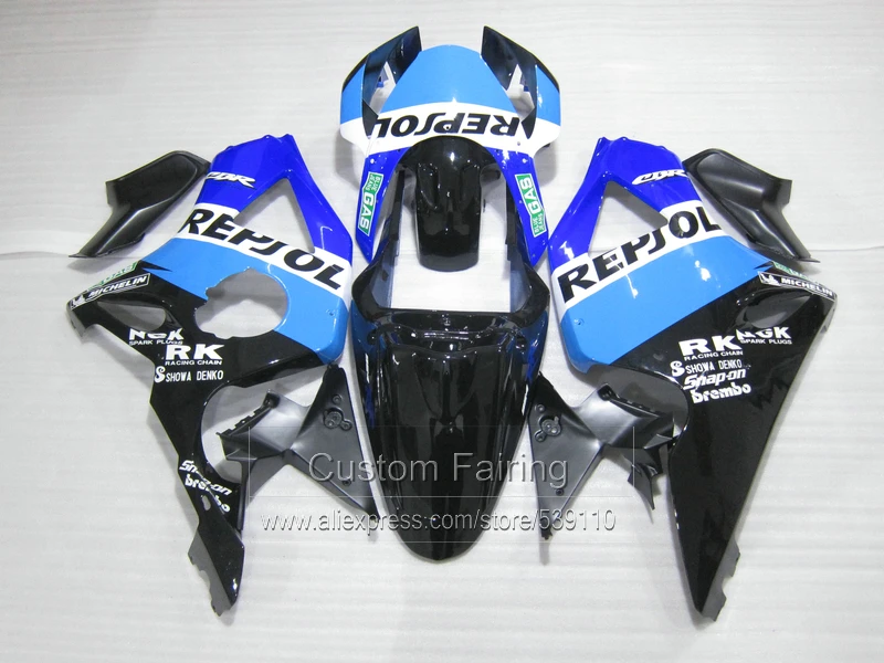 Кузов обтекателя kit для Honda CBR954RR 02 03 черно-голубые обтекатели комплект CBR954RR 2002 2003 BM9