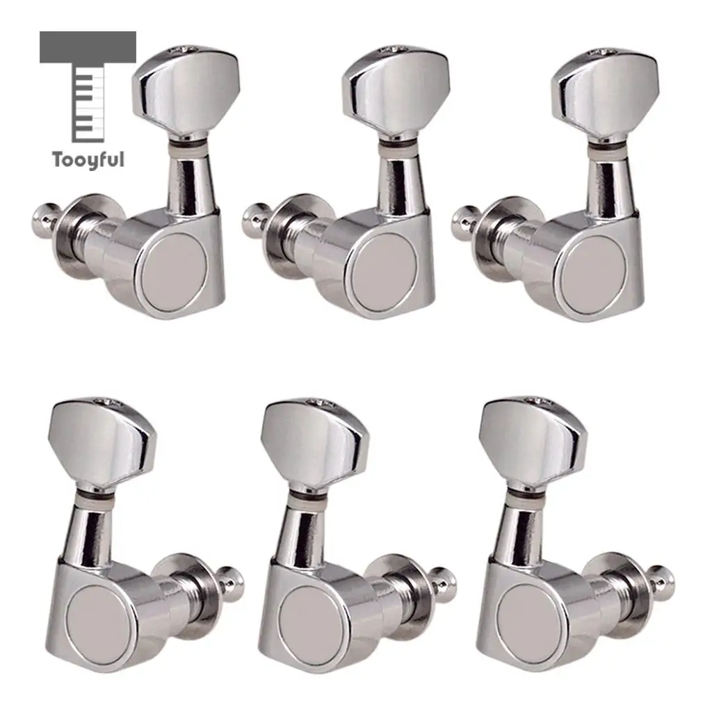 Tooyful Electric Guitar Zinc Alloy String Tuning Peg Chrome 3R3L Machine Head Sealed
