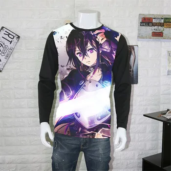 

Cosplay Japanese Anime T-shirt Long Sleeve For Spring Autumn Tee Shirt Men Cotton Fashion Tshirt Men Sword Art Online T Shirt
