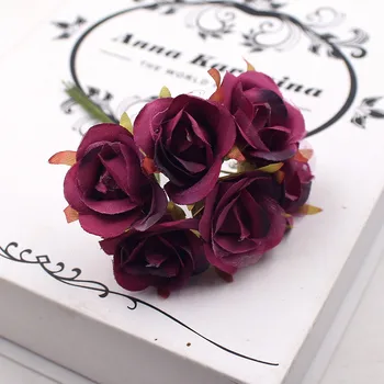 

60Pcs Simple Red Rose Artificial Flowers For Wedding Home Decoration Jewelry Accessories Fleurs Scrapbooking DIY Craft Supplies