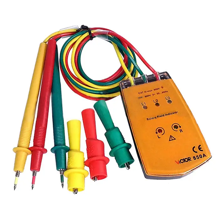 

VICTOR 850A 3 Three Phase Rotation Motor Sequence Meter Tester Indicator