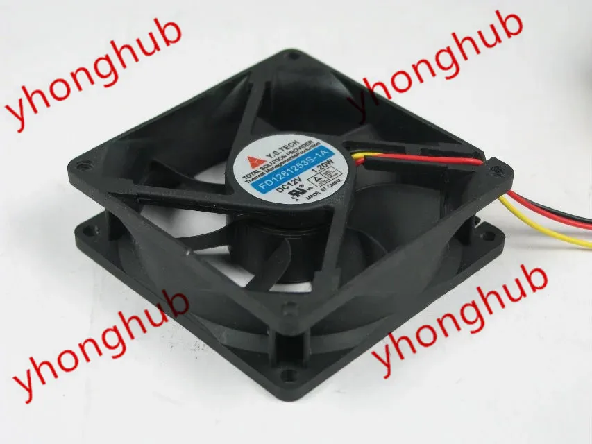 

Y.S.TECH FD1281253S-1A DC 12V 1.2W 3-Wire 80x80x25mm Server Cooling Fan