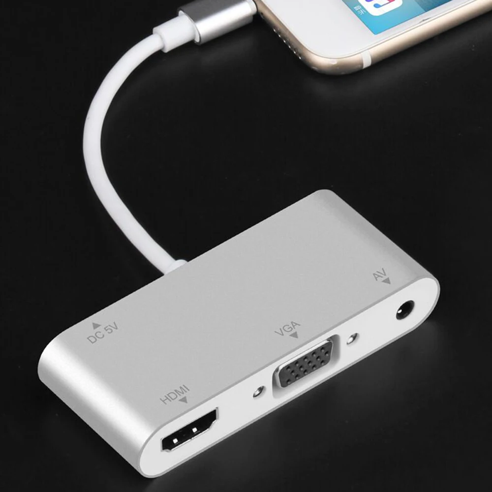 3 в 1 USB аудио адаптер USB к HDMI VGA+ видео конвертер Цифровой AV адаптер для iPhone Xmax 8 7 plus 6S iPad Air