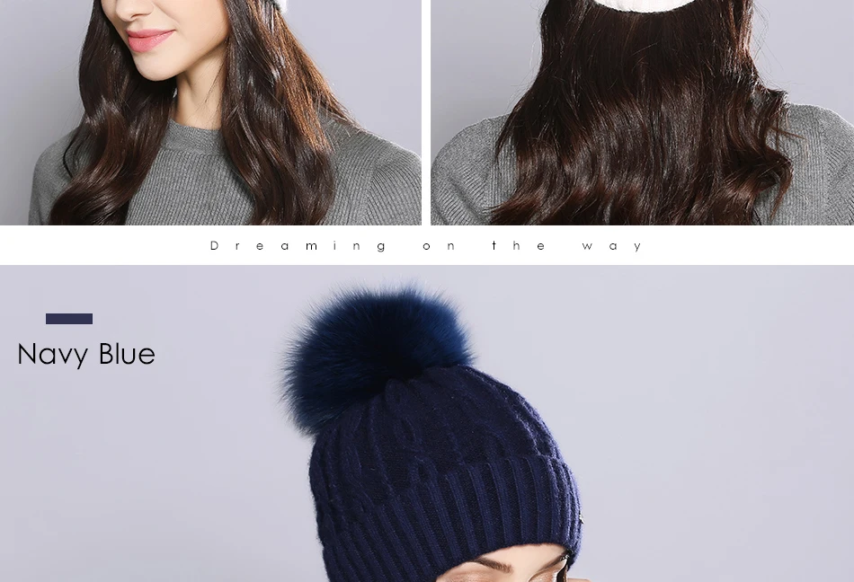 Woman Winter Hats Wool Skullies Beanie Raccoon Fur Pom Pom Stripe Knitted Hat Female Autumn Skullies Beanies  (9)