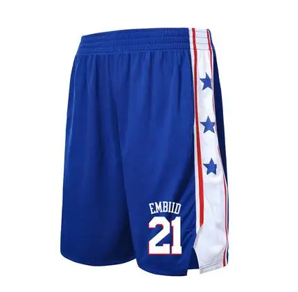 SYNSLOVE сплошной цвет No.21 Joel embiid тренировочный баскетбольный мяч спортивные шорты для бега свободный у детей и взрослых больших размеров с двойным карманом